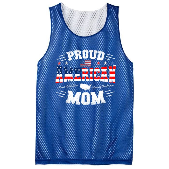 Proud American Mom Flag Usa 4th Of July Patriotic Mom Gift Mesh Reversible Basketball Jersey Tank