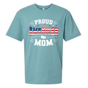 Proud American Mom Flag Usa 4th Of July Patriotic Mom Gift Sueded Cloud Jersey T-Shirt