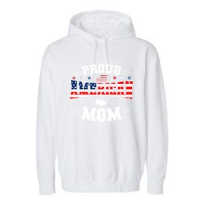 Proud American Mom Flag Usa 4th Of July Patriotic Mom Gift Garment-Dyed Fleece Hoodie