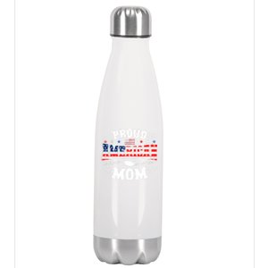 Proud American Mom Flag Usa 4th Of July Patriotic Mom Gift Stainless Steel Insulated Water Bottle