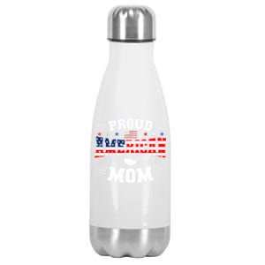 Proud American Mom Flag Usa 4th Of July Patriotic Mom Gift Stainless Steel Insulated Water Bottle