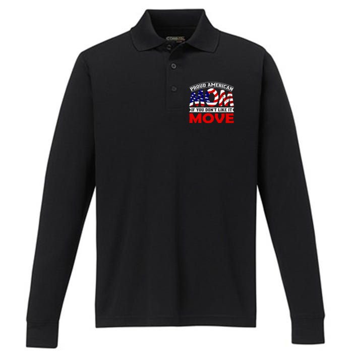 Proud American Mom Performance Long Sleeve Polo