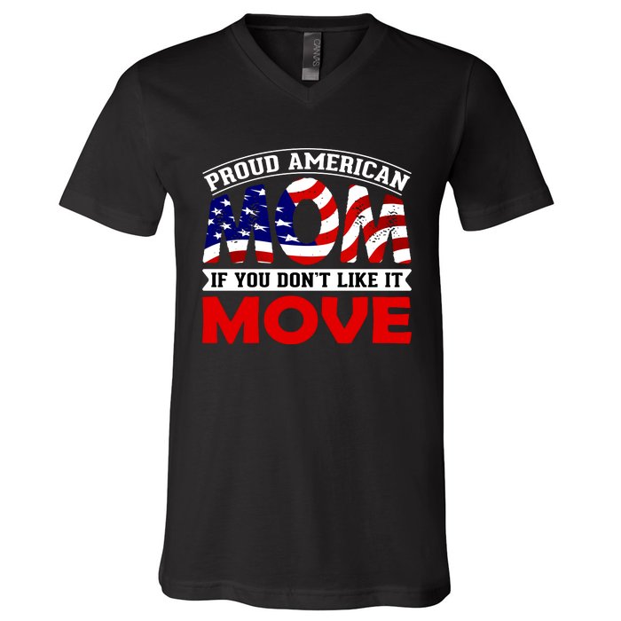 Proud American Mom V-Neck T-Shirt