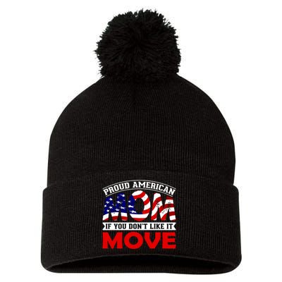 Proud American Mom Pom Pom 12in Knit Beanie