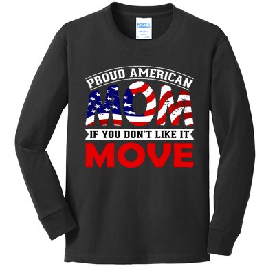 Proud American Mom Kids Long Sleeve Shirt