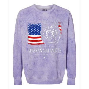 Proud Alaskan Malamute Dad American Flag Patriotic Dog Gift Colorblast Crewneck Sweatshirt