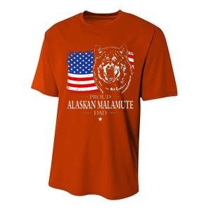 Proud Alaskan Malamute Dad American Flag Patriotic Dog Gift Performance Sprint T-Shirt