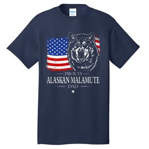 Proud Alaskan Malamute Dad American Flag Patriotic Dog Gift Tall T-Shirt