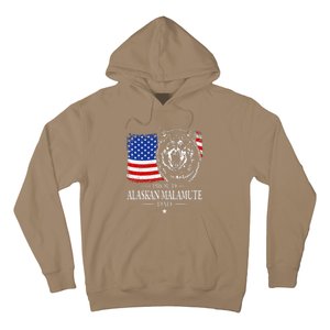 Proud Alaskan Malamute Dad American Flag Patriotic Dog Gift Hoodie