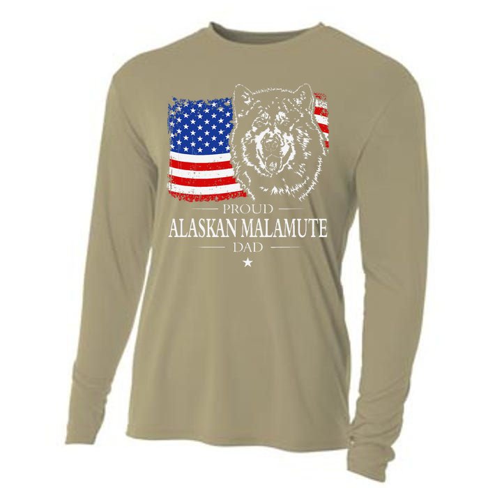 Proud Alaskan Malamute Dad American Flag Patriotic Dog Gift Cooling Performance Long Sleeve Crew