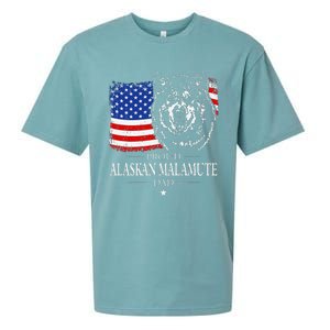 Proud Alaskan Malamute Dad American Flag Patriotic Dog Gift Sueded Cloud Jersey T-Shirt