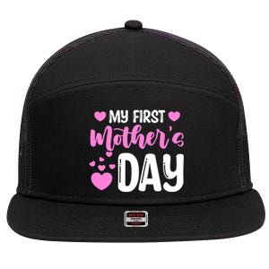 Pregnancy Announcet Mom To Be My First Mothers Day Gift 7 Panel Mesh Trucker Snapback Hat