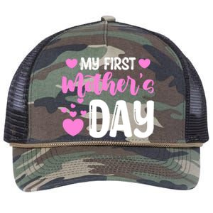 Pregnancy Announcet Mom To Be My First Mothers Day Gift Retro Rope Trucker Hat Cap