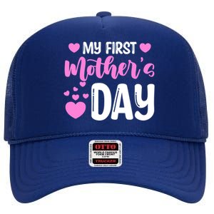 Pregnancy Announcet Mom To Be My First Mothers Day Gift High Crown Mesh Back Trucker Hat