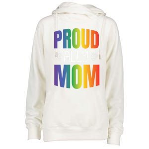 Proud Ally Mom Proud Lgbt Mom Gift Lesbian Pride Lgbtq Ally Meaningful Gift Womens Funnel Neck Pullover Hood