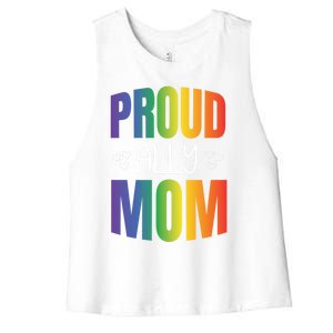 Proud Ally Mom Proud Lgbt Mom Gift Lesbian Pride Lgbtq Ally Meaningful Gift Women's Racerback Cropped Tank