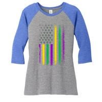 Patriotic American Masquerade Usa Flag Party Mardi Gras Gift Women's Tri-Blend 3/4-Sleeve Raglan Shirt