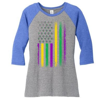 Patriotic American Masquerade Usa Flag Party Mardi Gras Gift Women's Tri-Blend 3/4-Sleeve Raglan Shirt