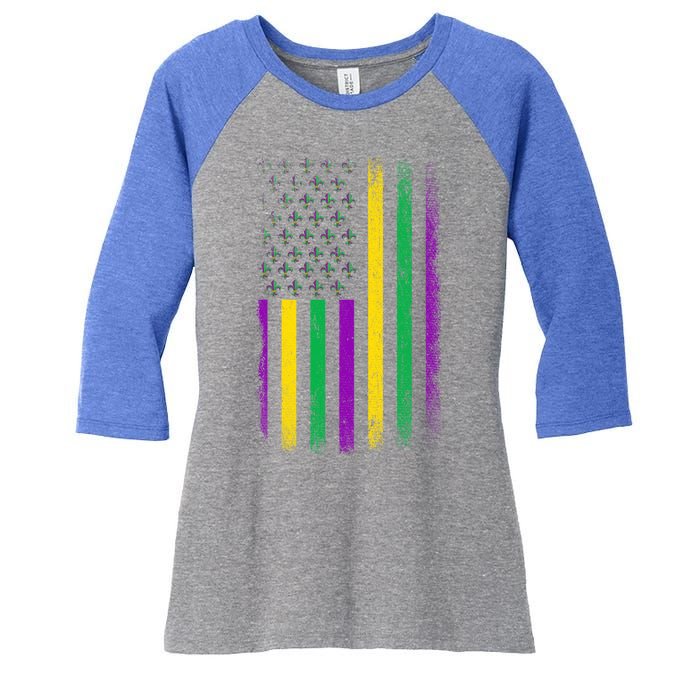 Patriotic American Masquerade Usa Flag Party Mardi Gras Gift Women's Tri-Blend 3/4-Sleeve Raglan Shirt