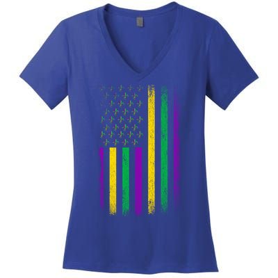 Patriotic American Masquerade Usa Flag Party Mardi Gras Gift Women's V-Neck T-Shirt