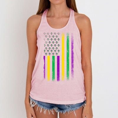 Patriotic American Masquerade Usa Flag Party Mardi Gras Gift Women's Knotted Racerback Tank