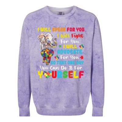 puzzle Autism Mom Elephant Autism Awareness Colorblast Crewneck Sweatshirt