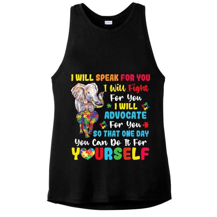 puzzle Autism Mom Elephant Autism Awareness Ladies PosiCharge Tri-Blend Wicking Tank