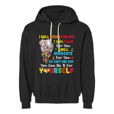 puzzle Autism Mom Elephant Autism Awareness Garment-Dyed Fleece Hoodie