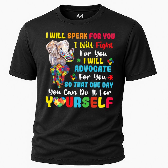 puzzle Autism Mom Elephant Autism Awareness Cooling Performance Crew T-Shirt