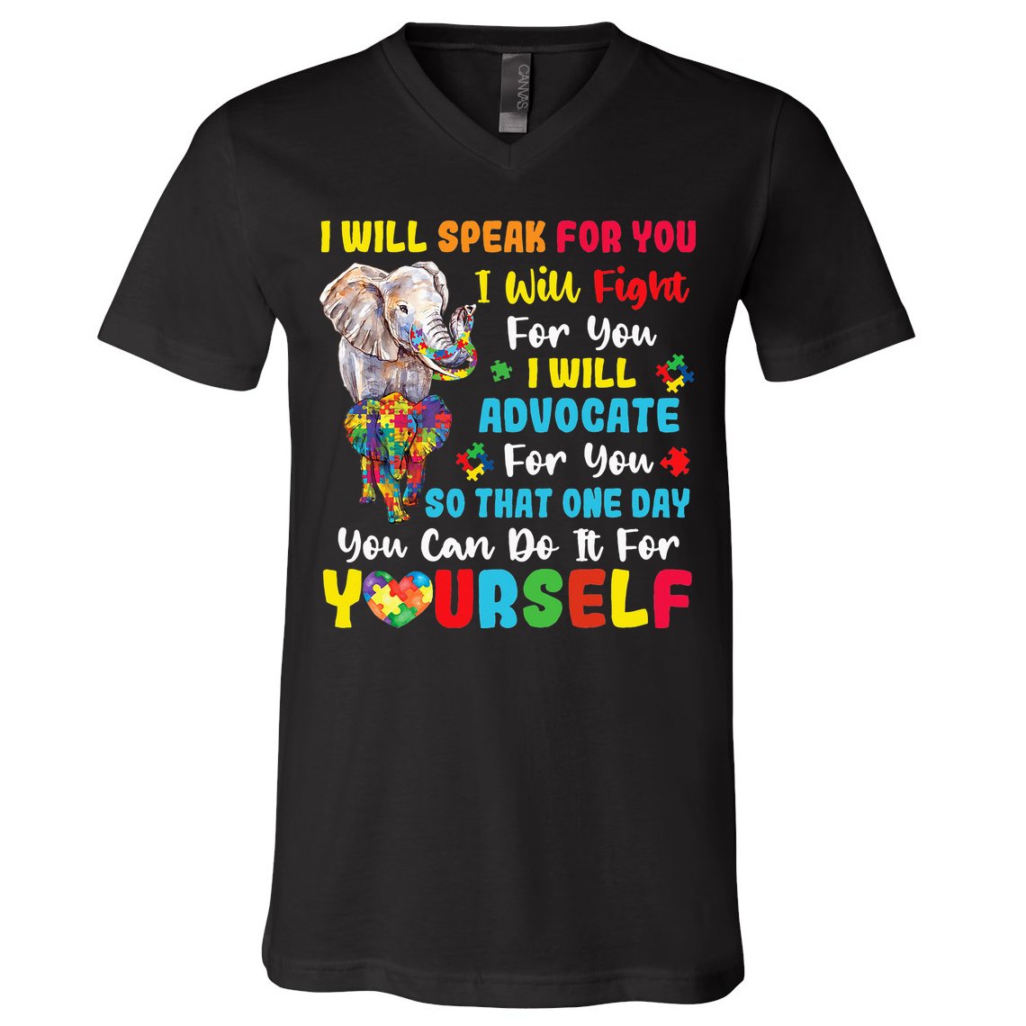 puzzle Autism Mom Elephant Autism Awareness V-Neck T-Shirt