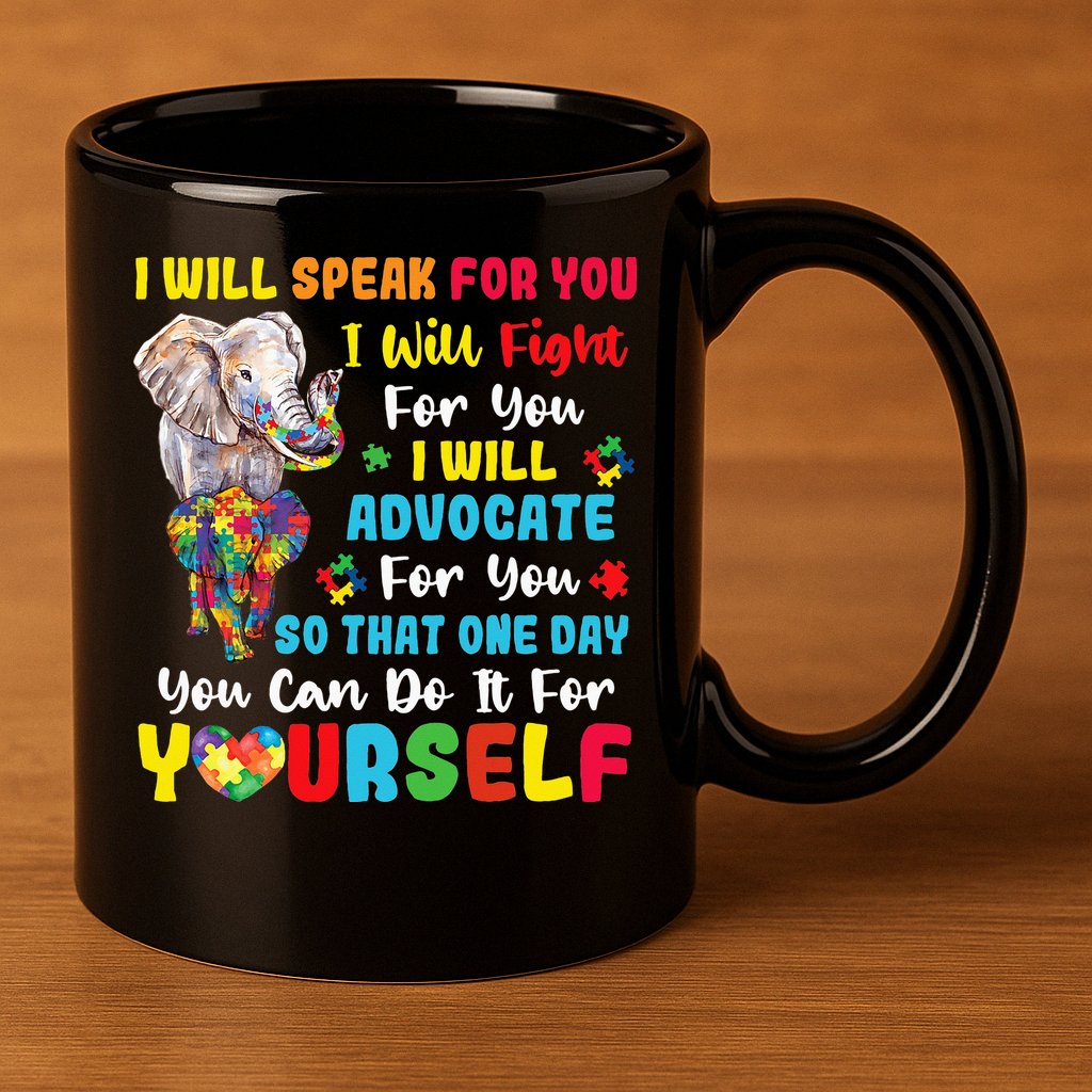 puzzle Autism Mom Elephant Autism Awareness 11oz C Handle Ceramic Mug
