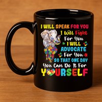 puzzle Autism Mom Elephant Autism Awareness 11oz C Handle Ceramic Mug