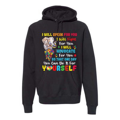 puzzle Autism Mom Elephant Autism Awareness Premium Hoodie