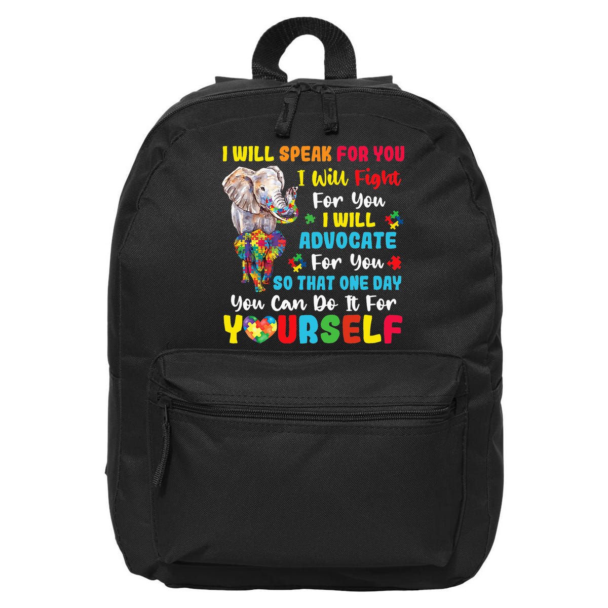 puzzle Autism Mom Elephant Autism Awareness 16 in Basic Backpack