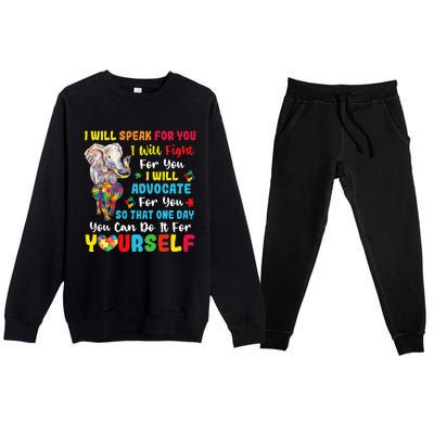 puzzle Autism Mom Elephant Autism Awareness Premium Crewneck Sweatsuit Set