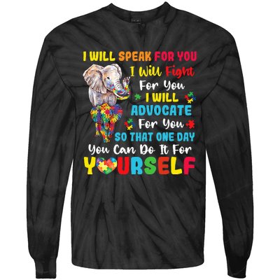 puzzle Autism Mom Elephant Autism Awareness Tie-Dye Long Sleeve Shirt