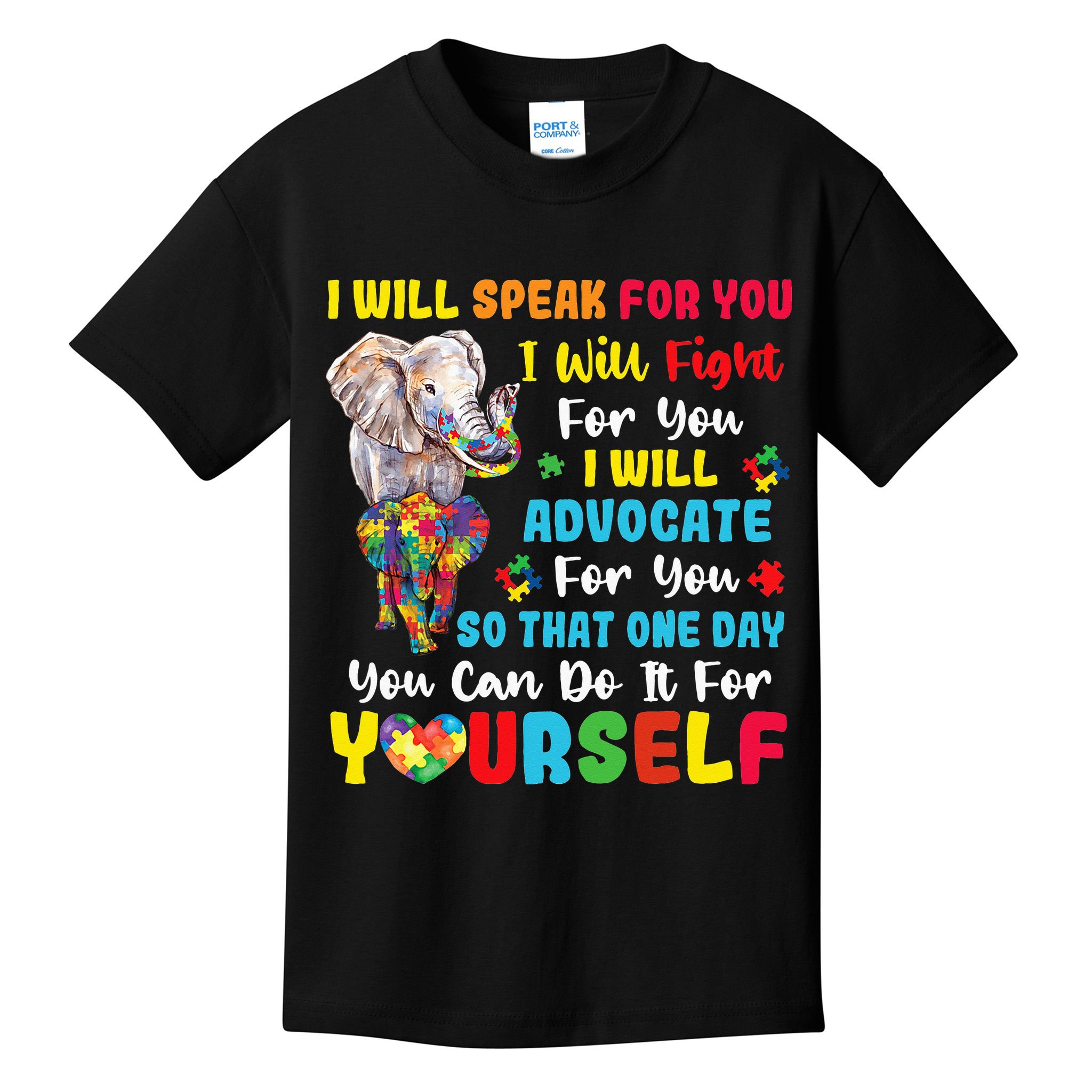 puzzle Autism Mom Elephant Autism Awareness Kids T-Shirt