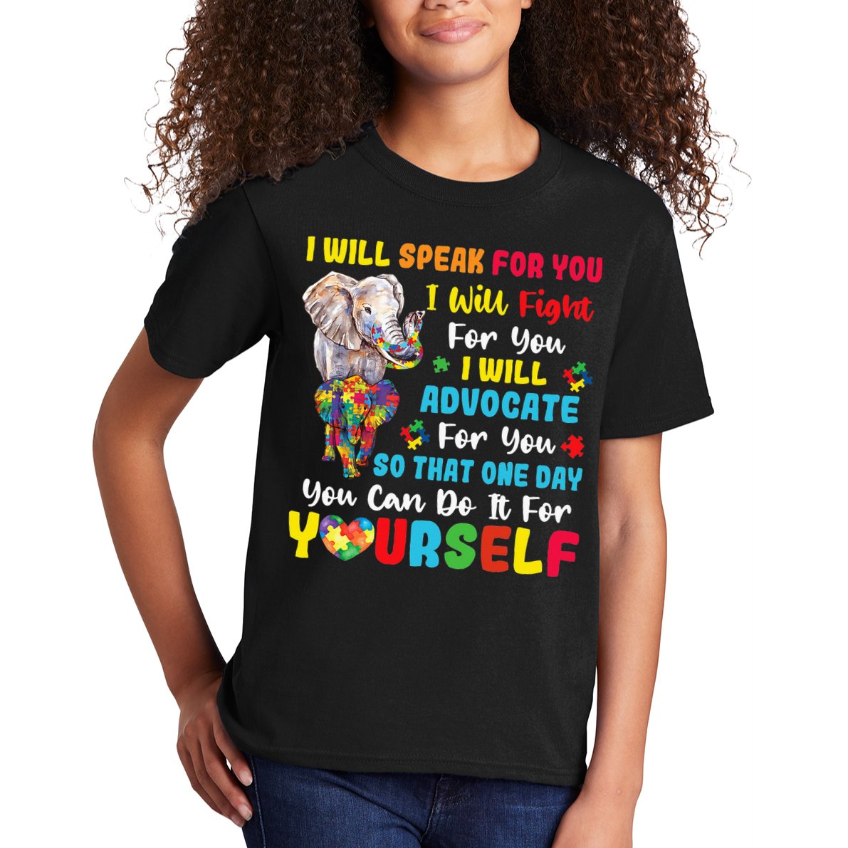 puzzle Autism Mom Elephant Autism Awareness Kids T-Shirt