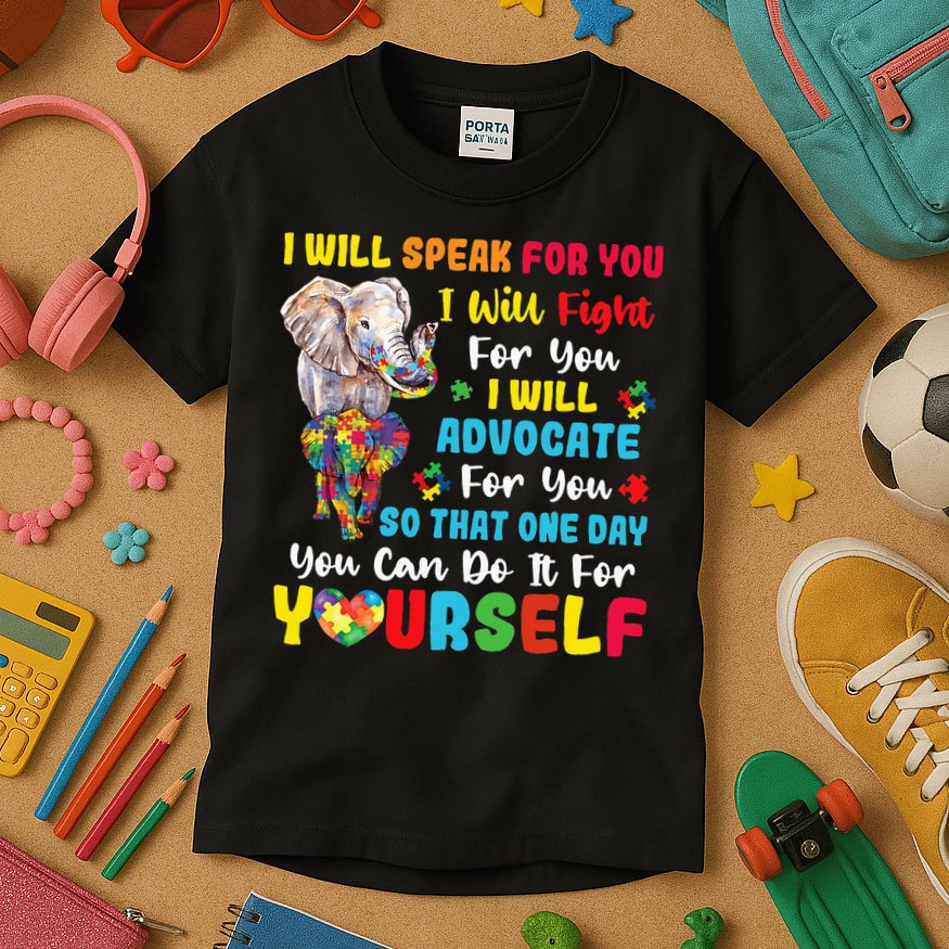 puzzle Autism Mom Elephant Autism Awareness Kids T-Shirt