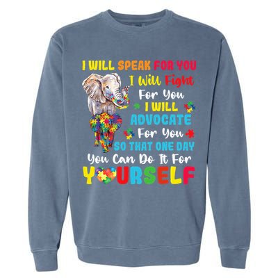 puzzle Autism Mom Elephant Autism Awareness Garment-Dyed Sweatshirt