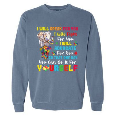 puzzle Autism Mom Elephant Autism Awareness Garment-Dyed Sweatshirt