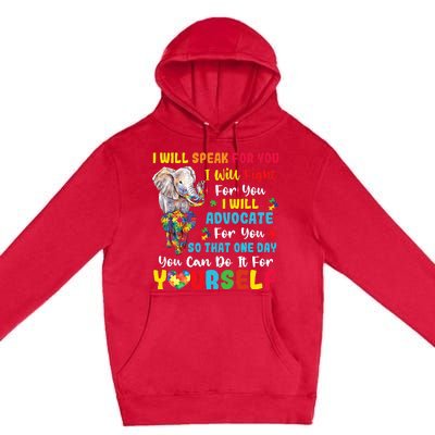 puzzle Autism Mom Elephant Autism Awareness Premium Pullover Hoodie