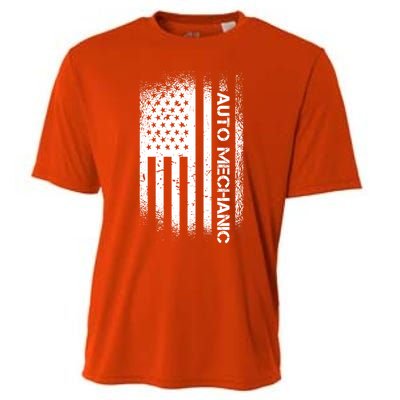 Patriotic Auto Mechanic With American Flag Cool Gift Cooling Performance Crew T-Shirt