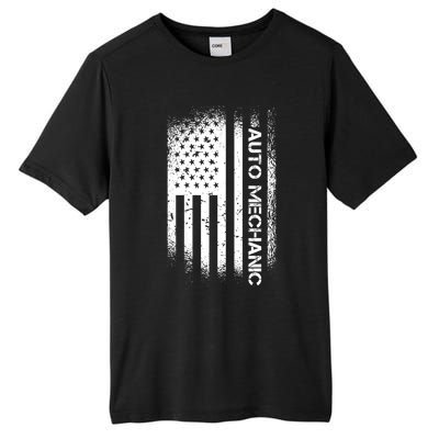 Patriotic Auto Mechanic With American Flag Cool Gift Tall Fusion ChromaSoft Performance T-Shirt