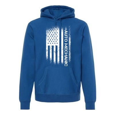 Patriotic Auto Mechanic With American Flag Cool Gift Premium Hoodie