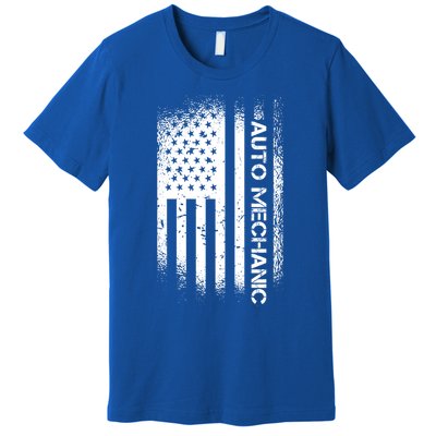 Patriotic Auto Mechanic With American Flag Cool Gift Premium T-Shirt