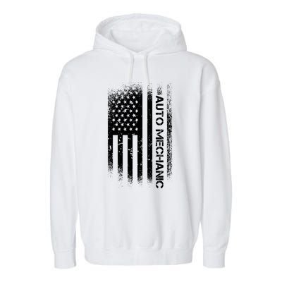 Patriotic Auto Mechanic With American Flag Cool Gift Garment-Dyed Fleece Hoodie