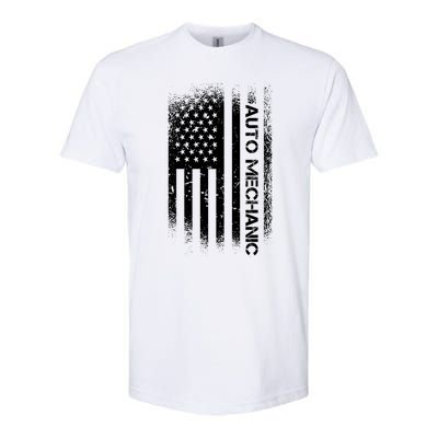 Patriotic Auto Mechanic With American Flag Cool Gift Softstyle® CVC T-Shirt