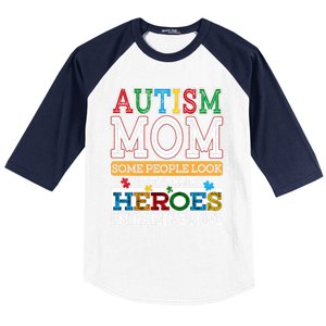 Proud Autism Mom Raising Hero Sped Mom Autism Awareness Cute Gift Baseball Sleeve Shirt