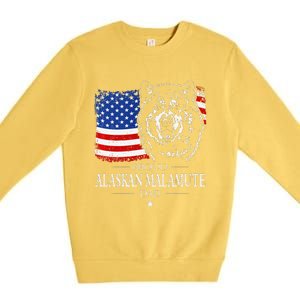 Proud Alaskan Malamute Dad American Flag Patriotic Dog Gift Premium Crewneck Sweatshirt